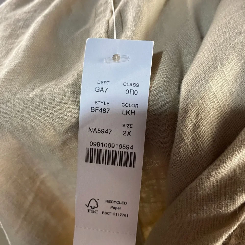 J Crew Pants Women's 2X Beige Jogger Taper Drawstring Linen Blend‎ NWT